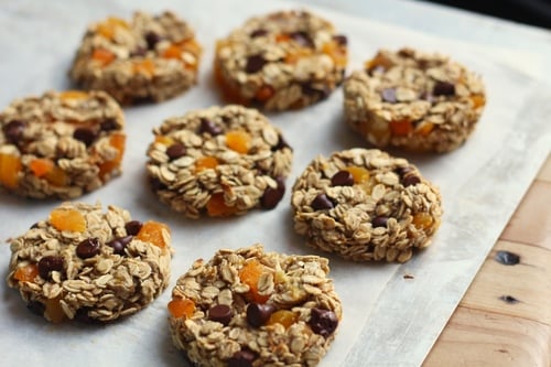 A tray of banana oat cookies.