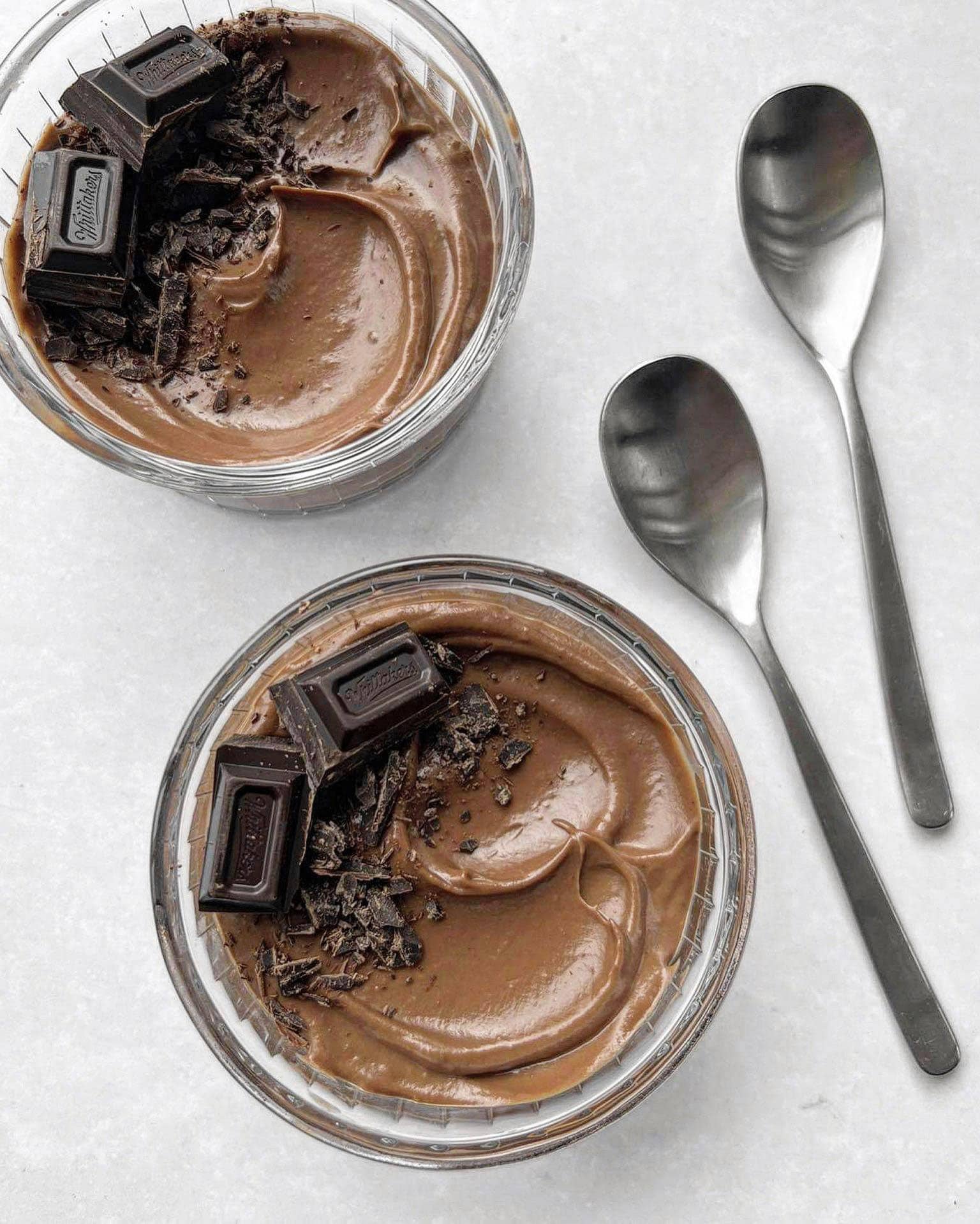 Dairy-free avocado chocolate mousse silky with cocoa maple for secretly healthy dessert