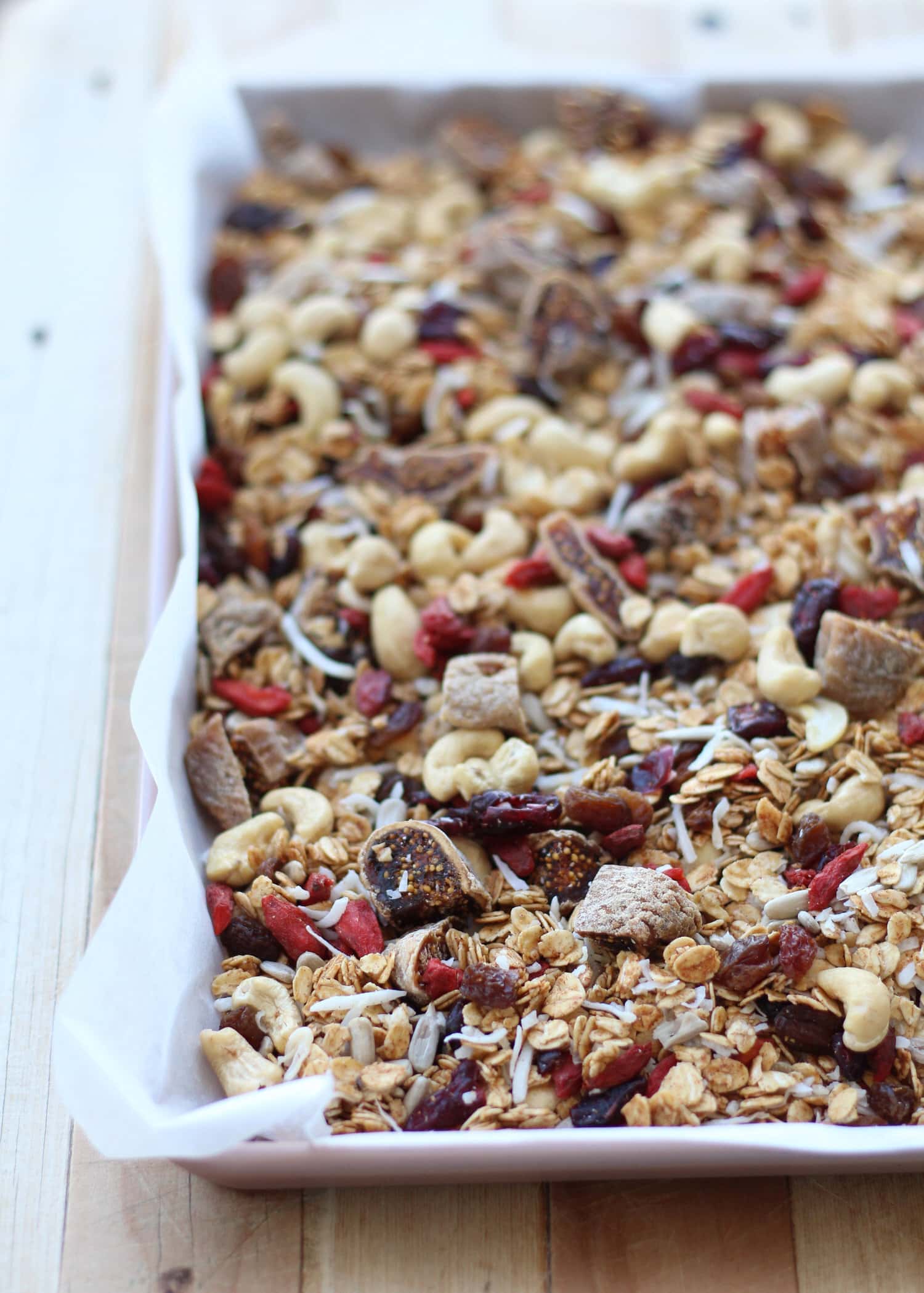 Tray of fig and cashew muesli.