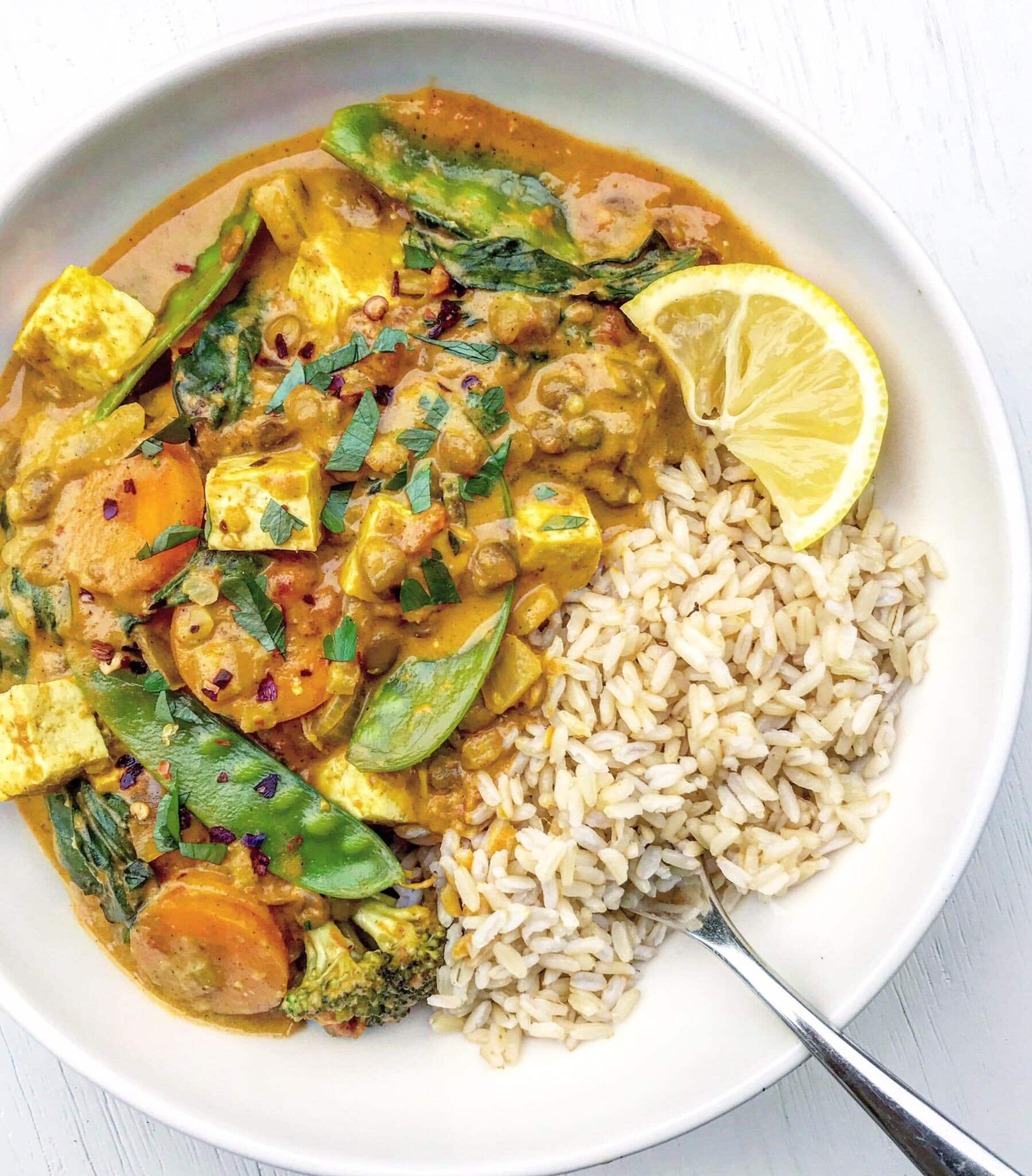 Creamy Coconut, Brown Lentil & Vegetable Curry - Nourish & Tempt