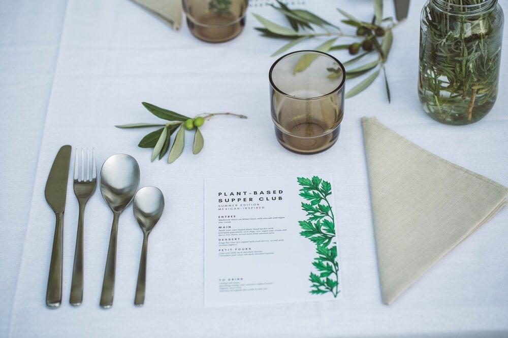 Close up of supper club table setting 