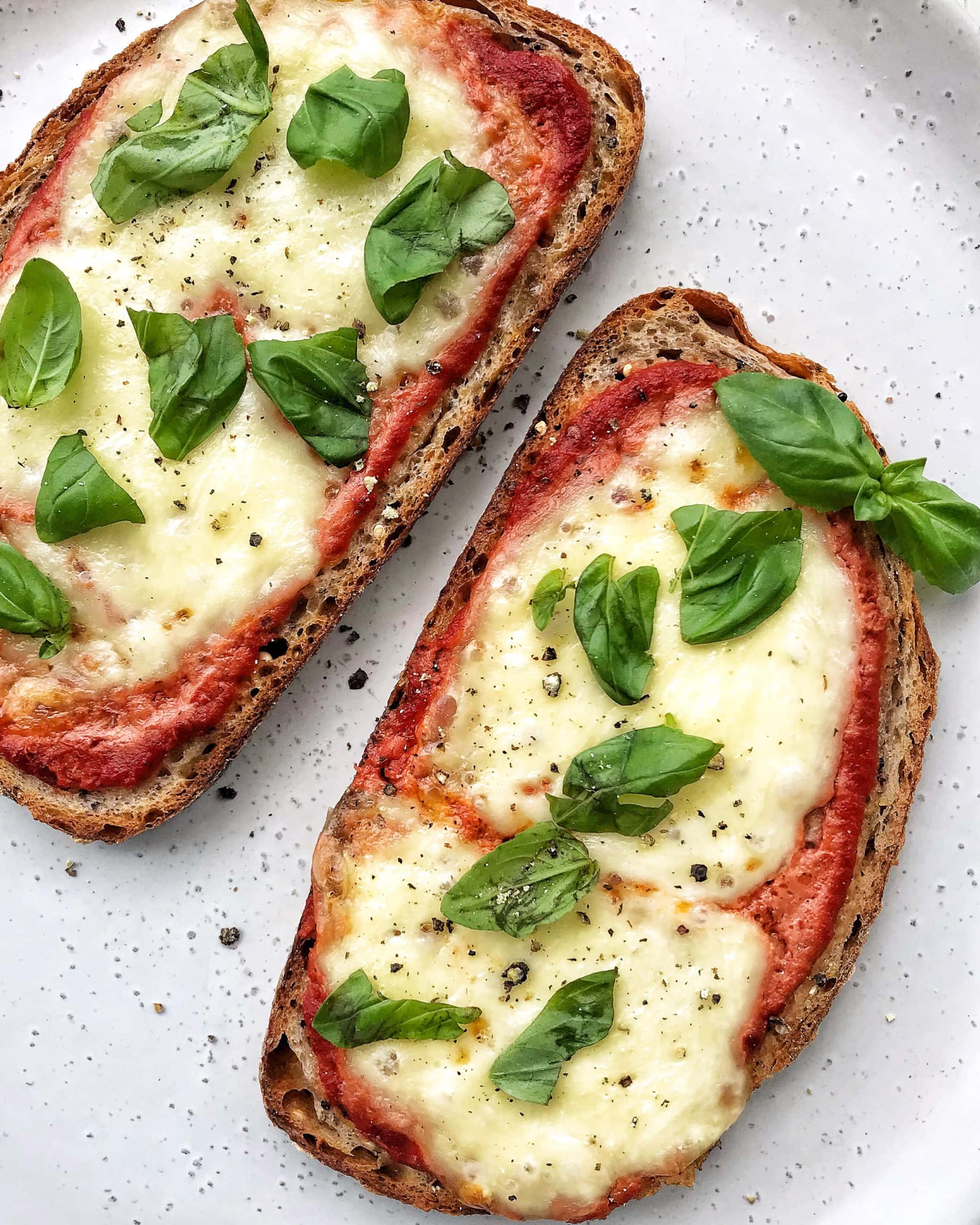 Grilled Sourdough Margherita Pizza Toast - Nourish &amp; Tempt