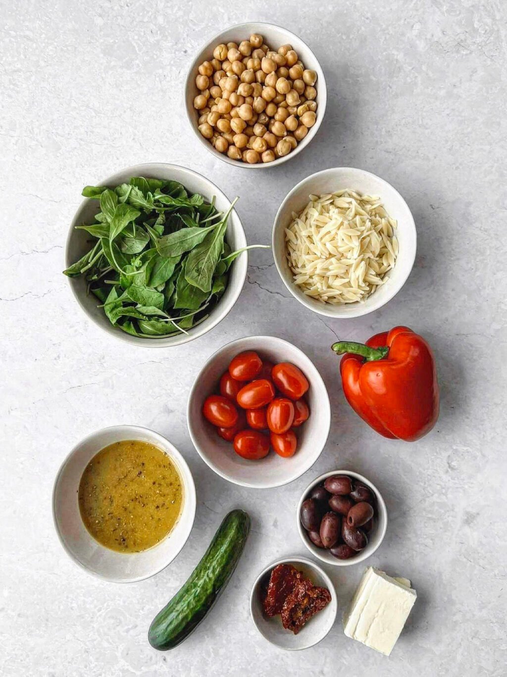 Mediterranean Chickpea Orzo Salad Jars - Nourish & Tempt