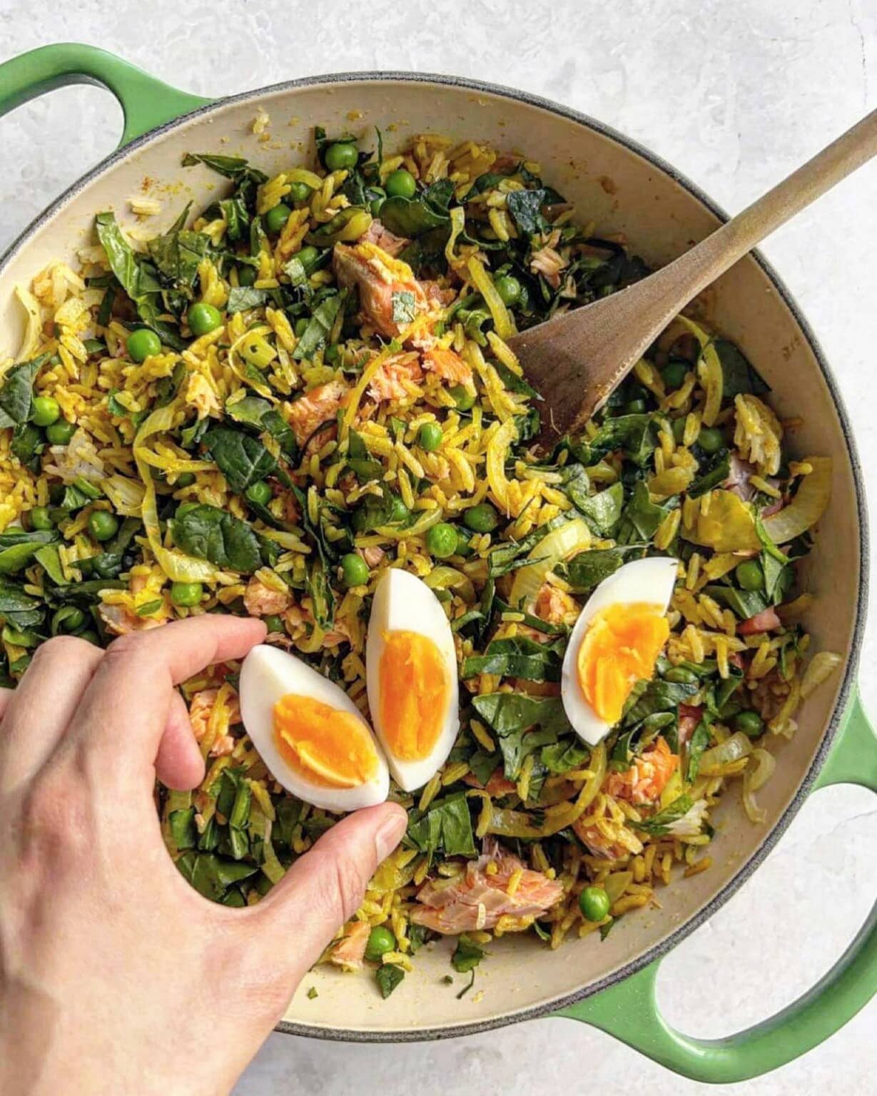 Smoked Salmon Kedgeree with Green Vegetables Nourish & Tempt