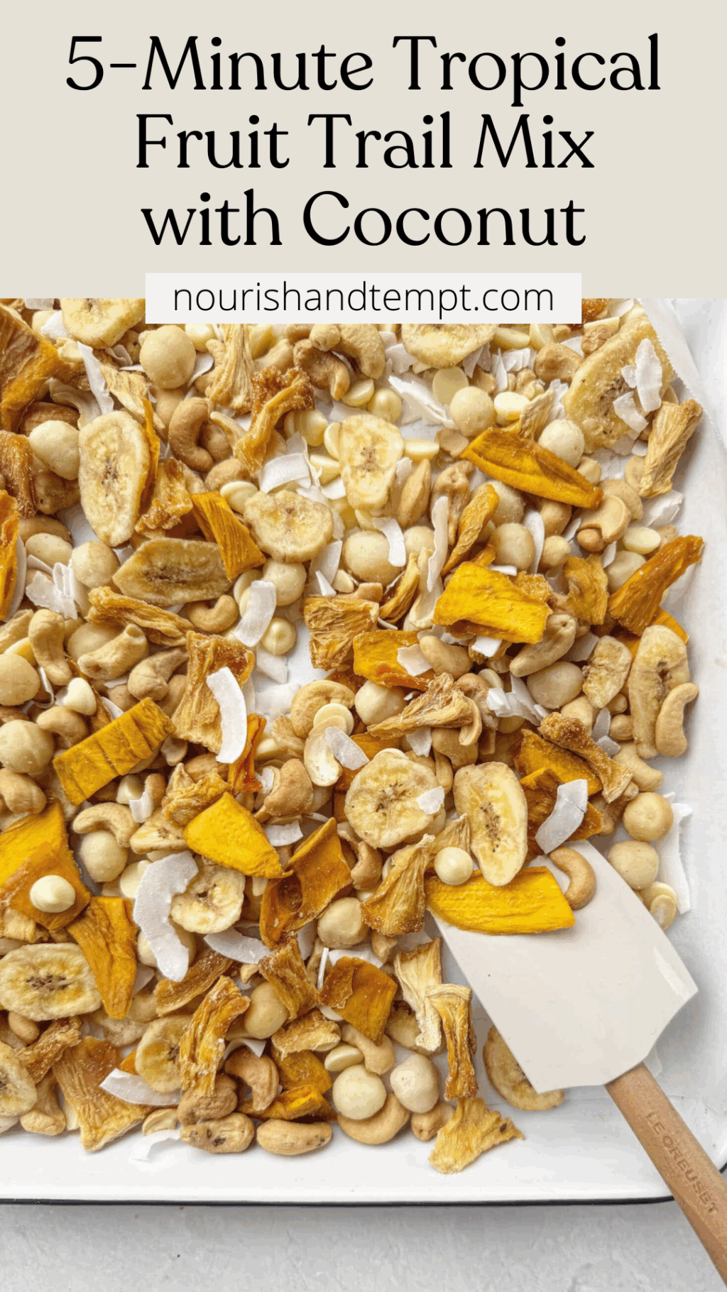 Pinterest Pin Image for Tropical Fruit & Coconut Trail Mix