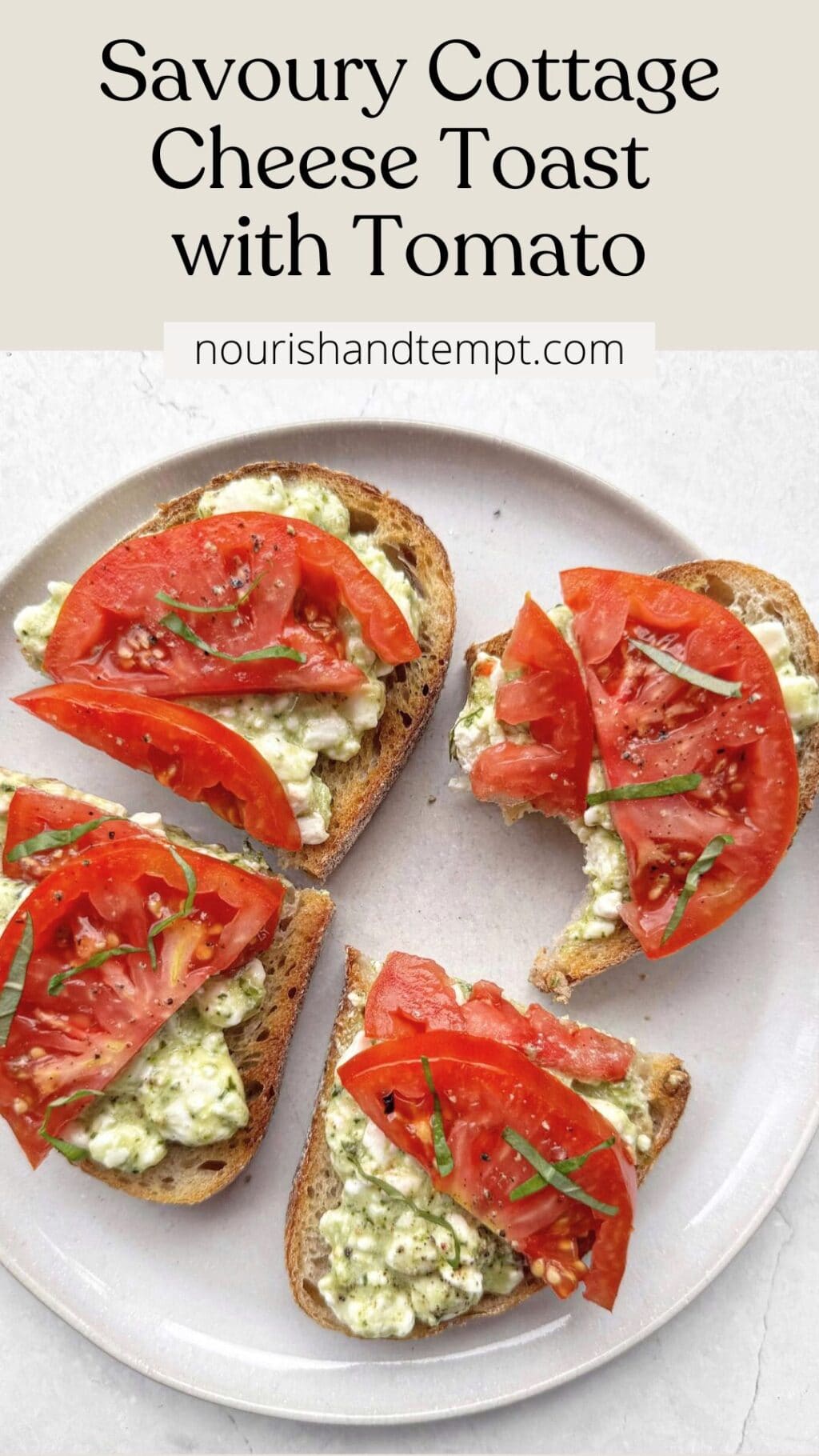 Pinterest Pin Image for Savoury Cottage Cheese Toast with Tomato
