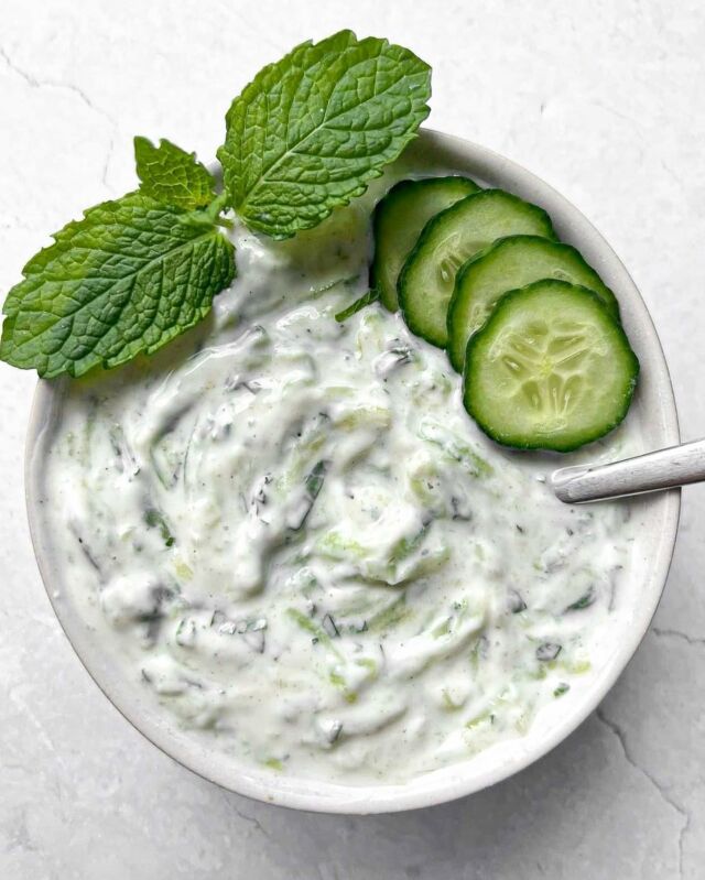Mint and grated cucumber raita🥒✨

I adore Indian cuisine, including its yoghurt side dish raita - the perfect cooling accompaniment to a spicy curry!

This raita is refreshingly creamy, and textured yet light. It features grated cucumber (with a nifty technique to squeeze out excess water), fresh mint to dial up the cooling effect, and a hum of earthy cumin. When made with ‘live’ probiotic yoghurt, it can provide a boost to your good gut bugs too!

Recipe live on the blog, link in my bio.

Note: while there are many raita recipes out there, this one is inspired by Charmaine’s Solomon’s in the ‘South East Asia Cookbook’🙏🏻

#raita #raitarecipes